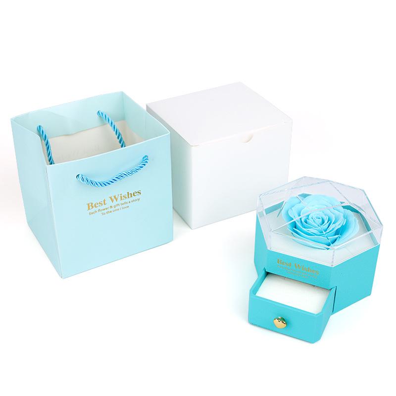 Акриловая шкатулка для украшений с ящиком, с засушенной розой