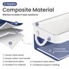 Storage Basket: 38x28x25cm Foldable Fabric Bin with Handles - Sturdy Closet Organizer for Kitchen Bathroom Office Home Storage - 3-Pack in White-Blue