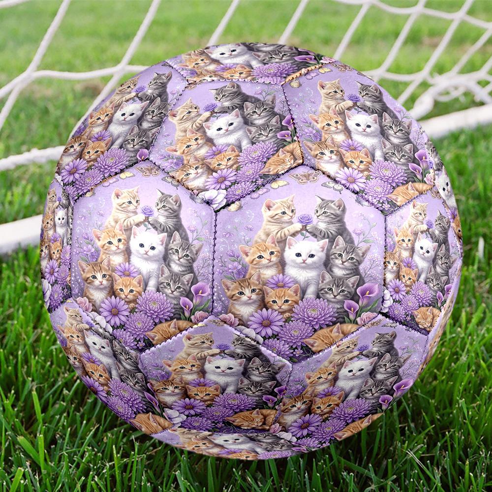 1pc Kittens Butterflies Theme Soccer Ball Football, Size 5, Lightweight PVC, Outdoor Training Soccer Ball,Gift c6566