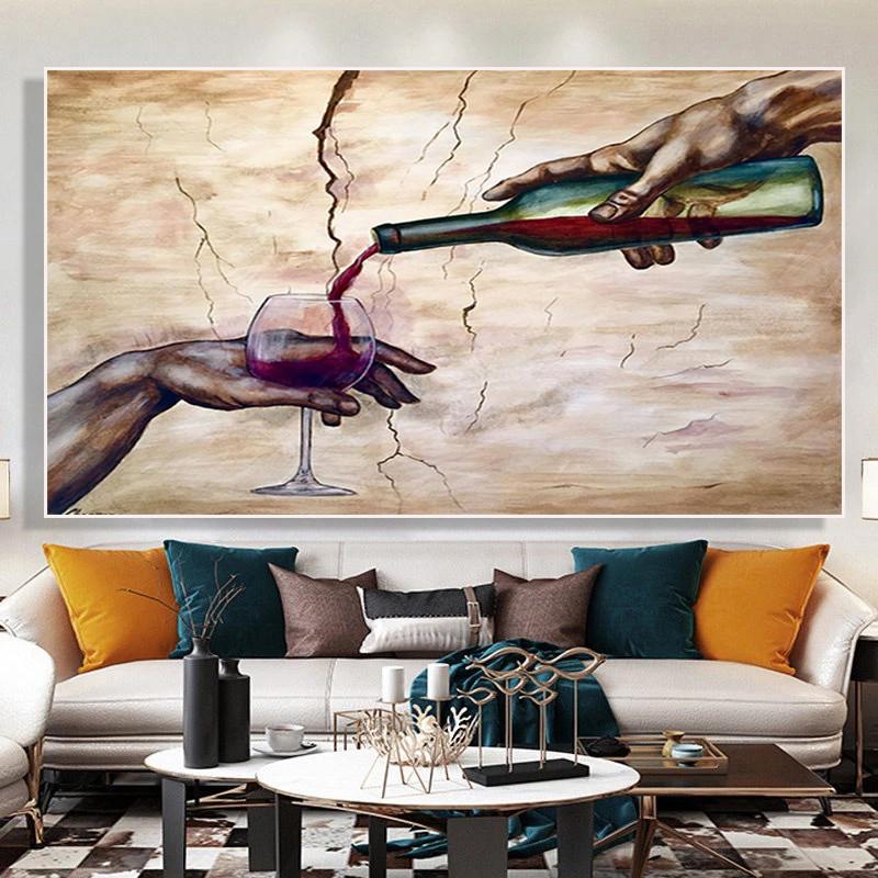 Интерьерные картины, винтажные настенные художественные принты, постеры для домашнего дизайна, картины с вином для гостиной, абстрактный домашний декор без рамки