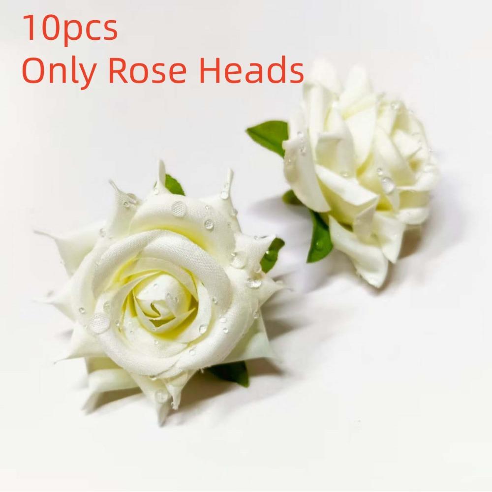 10pcs Pastel Colors Realistic Artificial Rose Heads 3D Elegant Flower Arrangement for Wedding