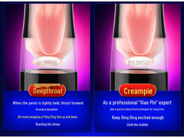 Мужской мастурбатор с подогревом Mi Ji: Игрушка для симуляции орального секса с облизыванием языка, 30 предметов