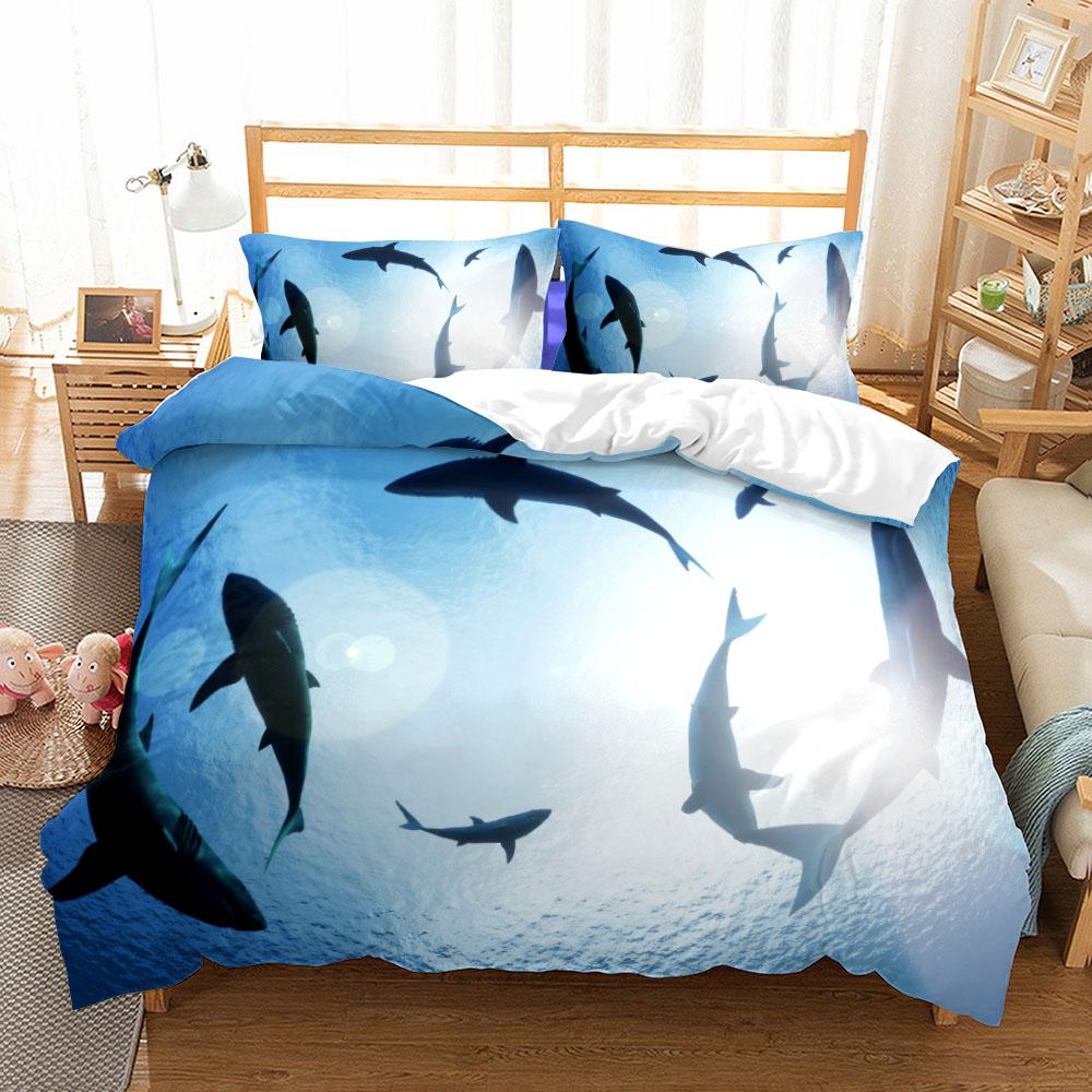 Комплект постельного белья «Акулы под водой» Маленький Односпальный Полуторный Двуспальный Королевский Кинг Калифорнийский Кинг Размер Комплект постельного белья