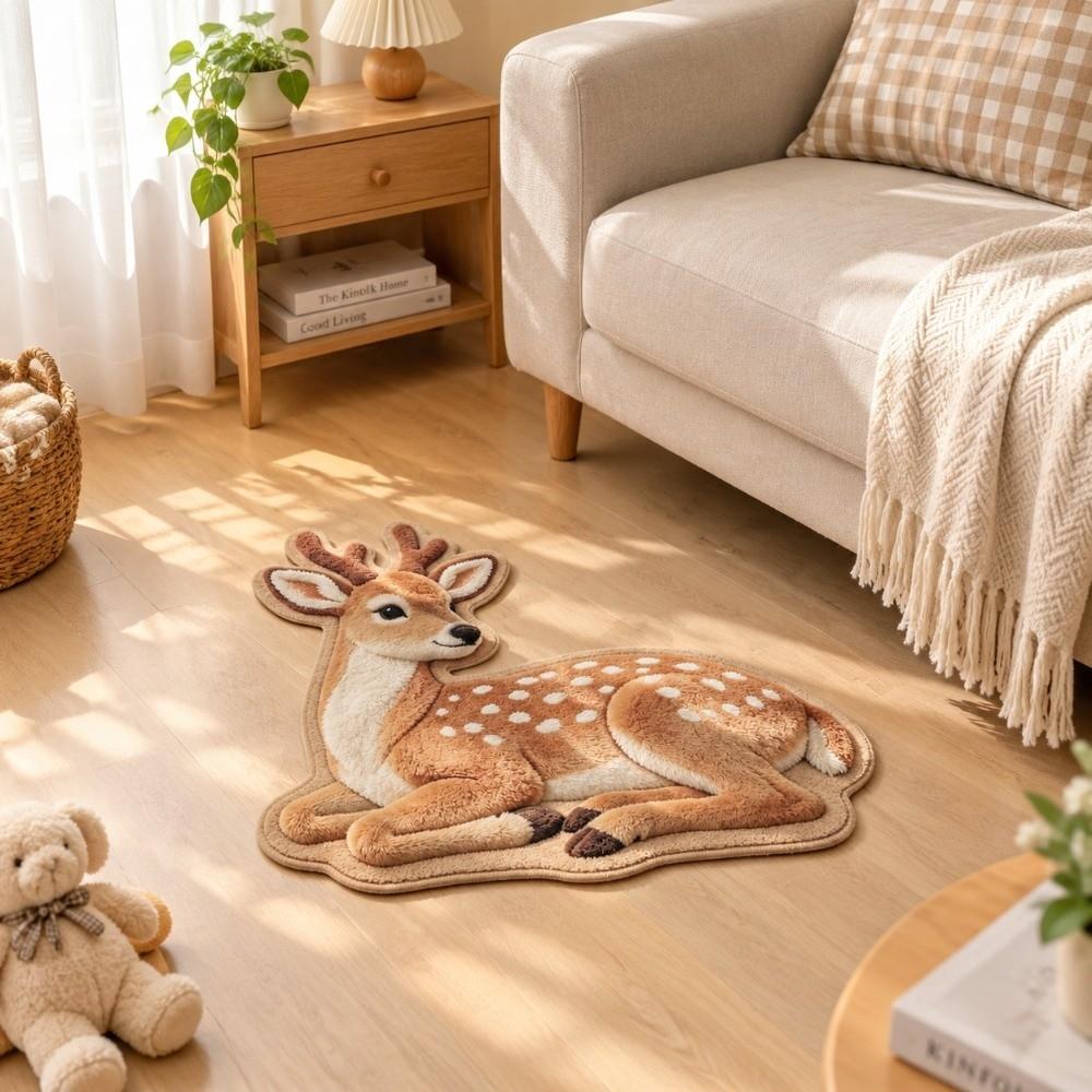 Soft Faux Cashmere Faux Animal Print Rug Moisture Absorbent Bathroom Floor Mat Living Room Floor