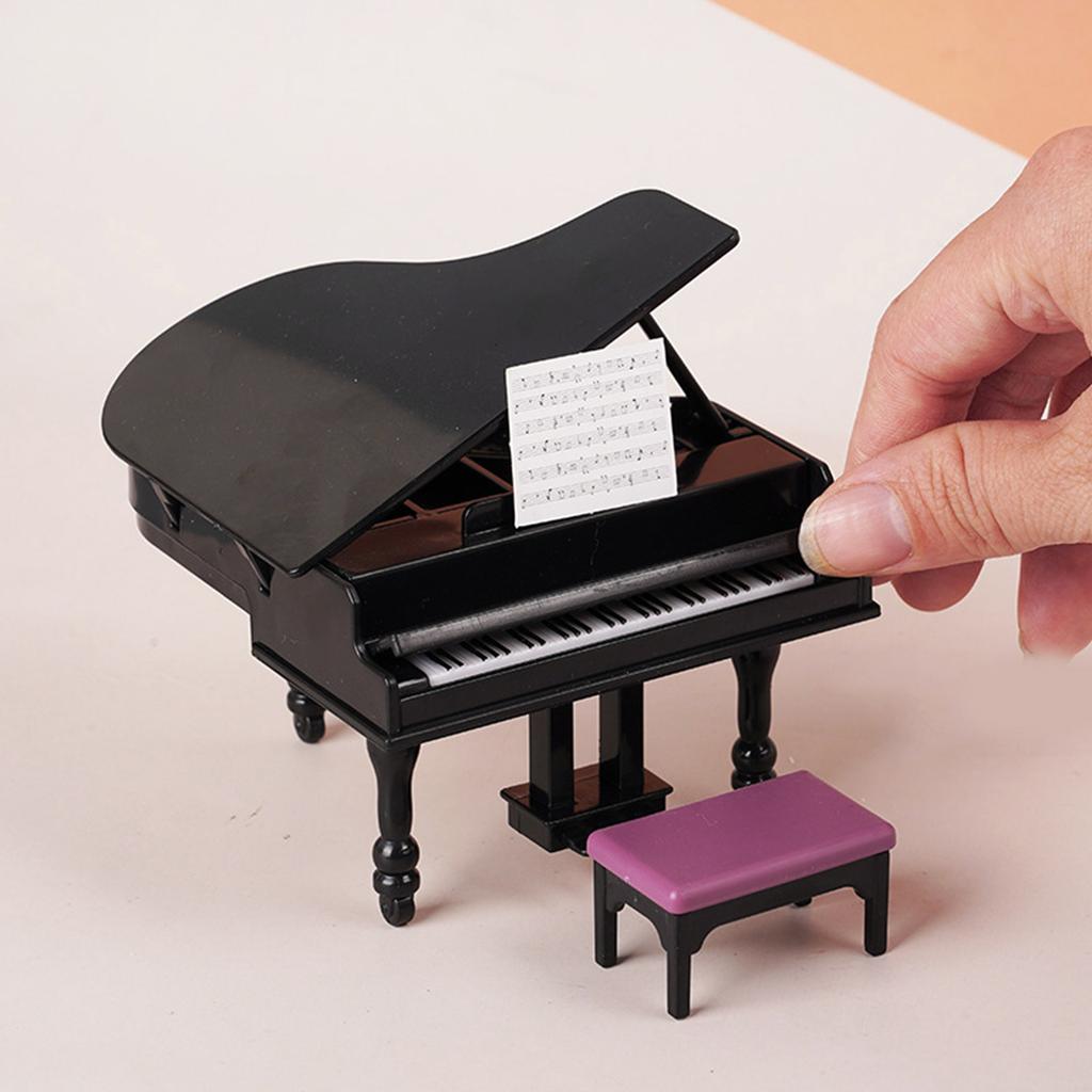 Piano Instrument Pretend Play for Kids Role Furniture Model Toy 1:12 Scale Vintage Piano Play Dollhouse