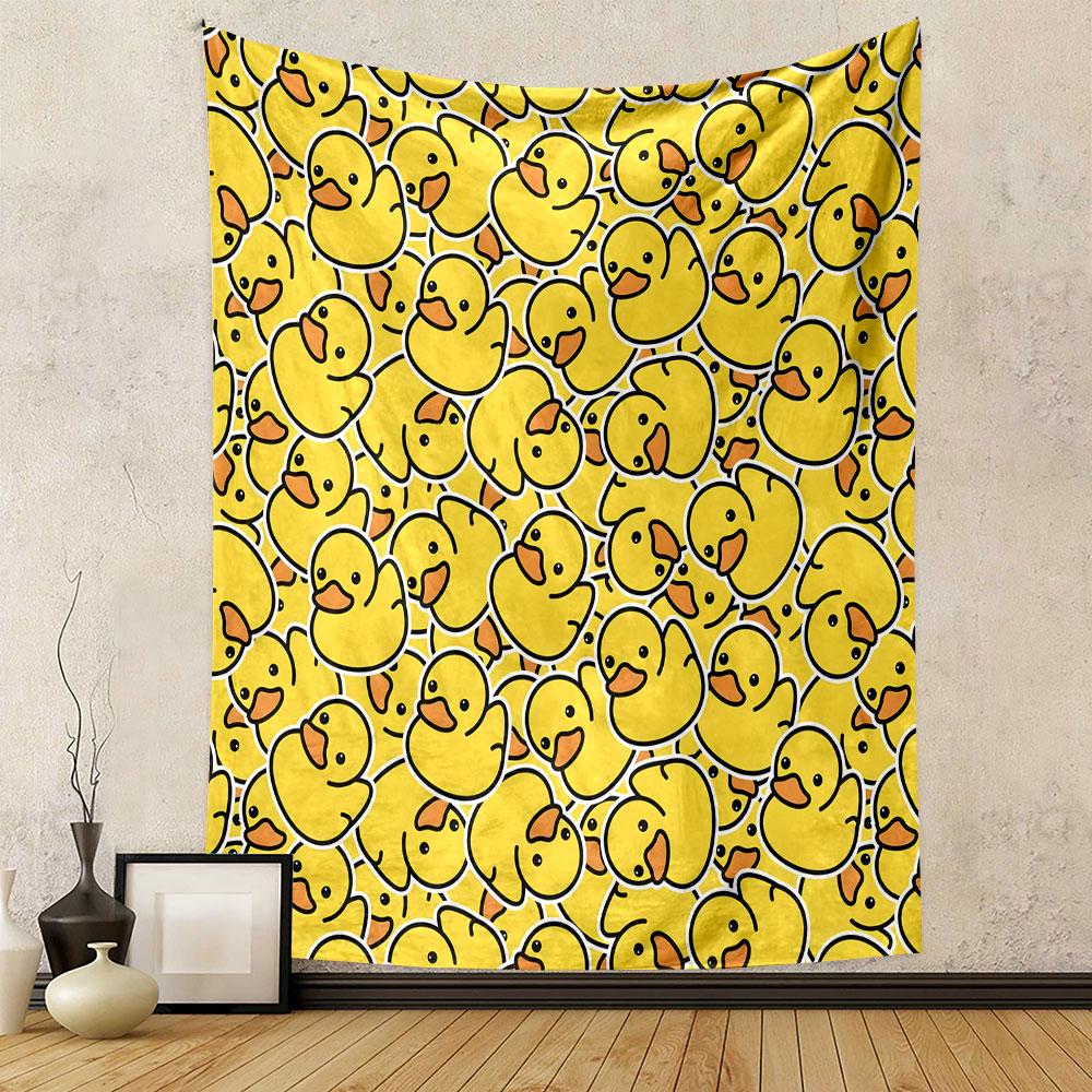 Cute Yellow Rubber Duck Pattern Patterned Tapestry Decorative Wall Hanging, Home Bedroom Living Room Decor