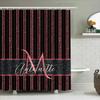 Bathroom Decor Black Pink Striped Shower Curtain Name Custom Size Waterproof Bathroom Liner Set