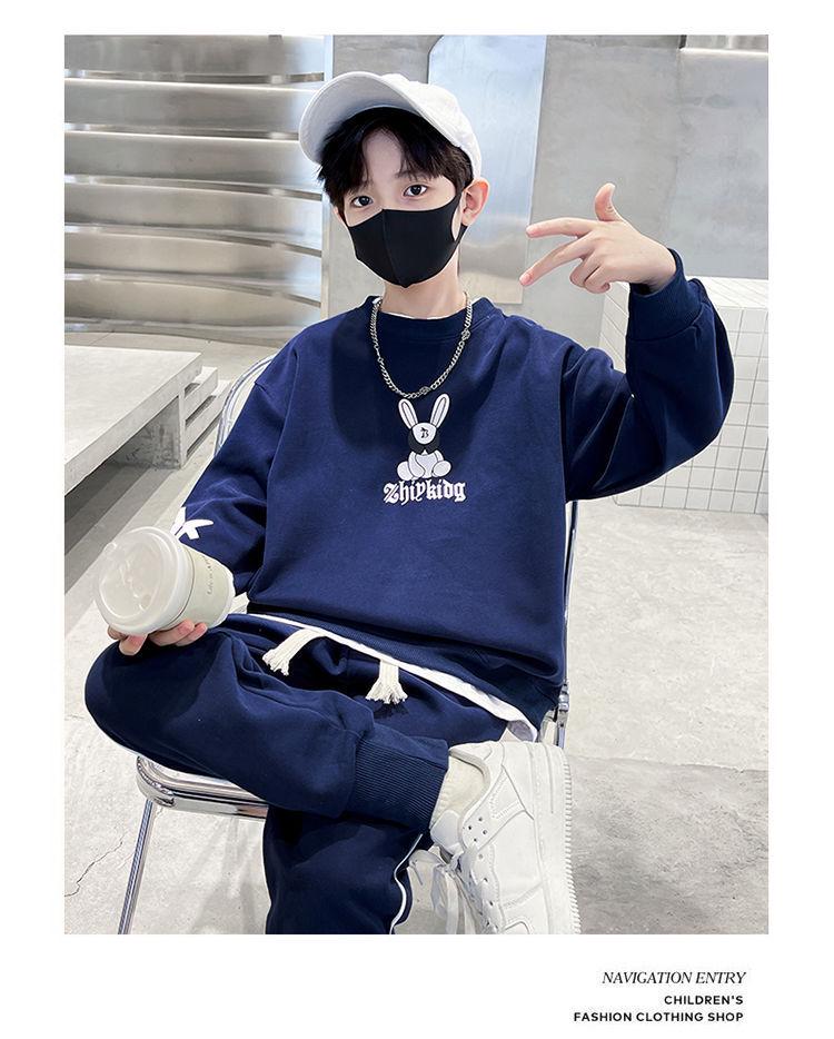 2023 г. Костюм-двойка для мальчиков с мультяшным принтом: Свитшот и спортивные штаны на весну/осень