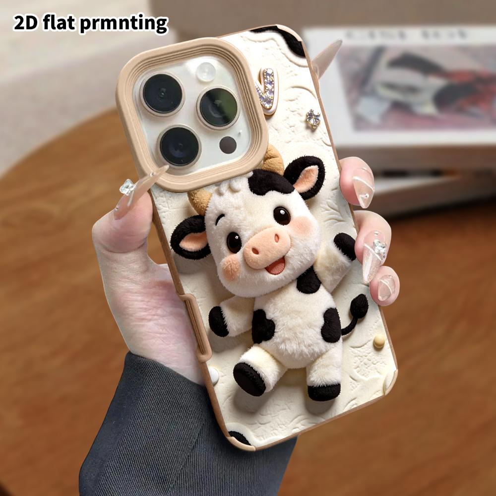 Phone Case: Lambskin 2D Flat Samsung Galaxy A34 A35 M05 M06 S20 S22 S21 FE Plus 5G Protective Case, Cute Cow Print, Christmas and Halloween Gifts