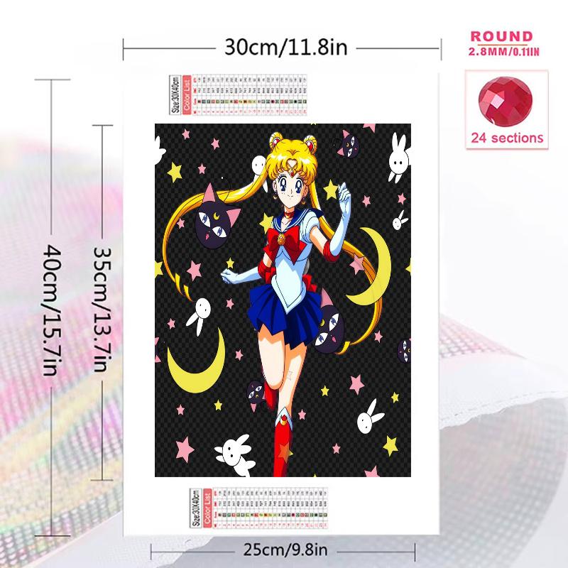 Sailor Moon3 100% Round Full Drill 5D DIY Diamond Painting Embroidery Cross Stitch Rhinestone Décor