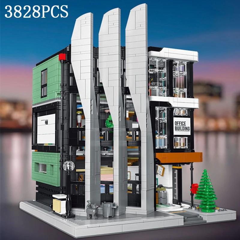 Non-Toxic 3828Pcs Office Building Moc Model Building Block Set Creative Street View Modular House Assembly Bricks Diy Toys Gifts For Kids