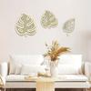 3 шт./набор Деревянная подвесная скульптура Бохо Тропическое растение Скульптура Винтажные листья Растение Настенный декор Искусство Настенный декор 3 стиля