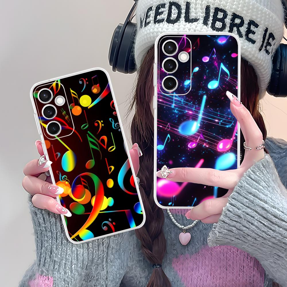 Чехол для телефона Samsung Galaxy S25 S24 S23 S22 S21Plus FE Ultra с изображением нотного стана, прозрачный, цветной, чехол для смартфона