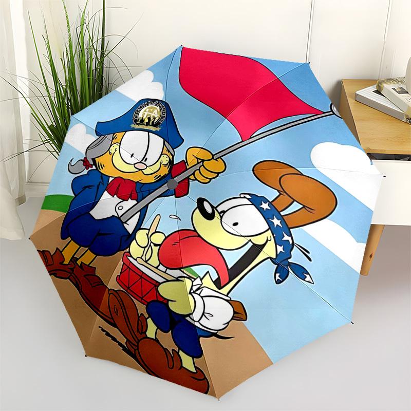 1pc Garfield & Odie Pirate Adventure: Automatic Opening Umbrella with Foldable Design, Iron Frame, Outdoor Use, Perfect Gift for Fans, Travelers, Dail