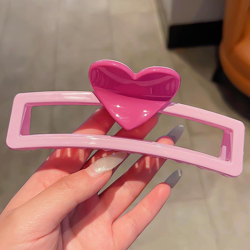 Новые розовые заколки-крабы для волос в форме сердца большого размера для женщин и девочек, милые аксессуары для волос, заколка-краб в форме прямоугольника