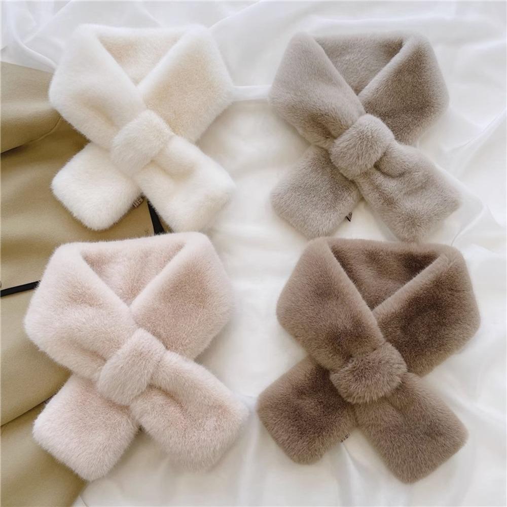 Windproof Plush Scarf Thick Neck Shawl Fashion Cross Neck Scarf Gift