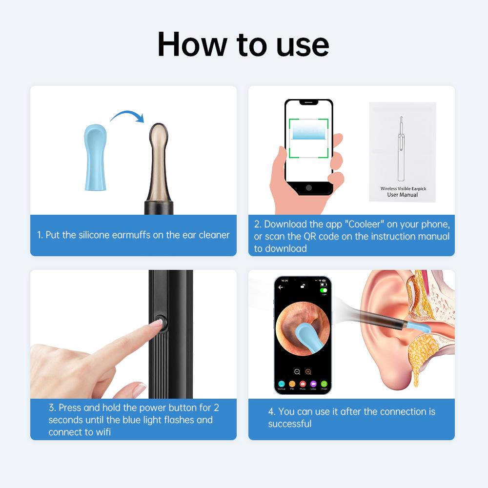 Smart Visual Ear Cleaner HD Ear Sticks Otoscope Type C Charging Endoscope Wax Removal Tool Earpick MIni Camera Health Care Set
