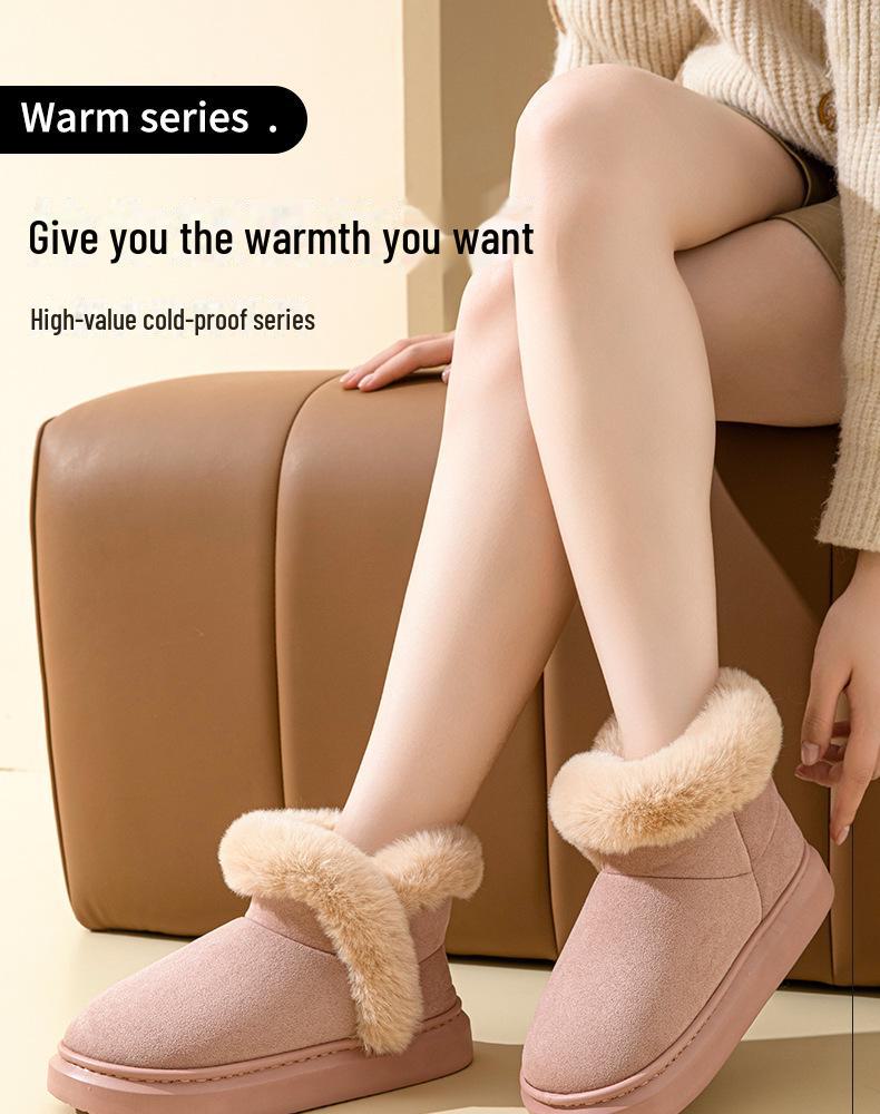 Женские зимние высокие нескользящие хлопковые ботинки на толстой подошве с плюшевой подкладкой