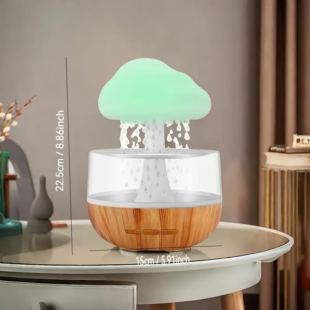 Rain Cloud Humidifier and Aromatherapy Diffuser with Adjustable LED Color Changing Lights, USB Powered Quiet Operation, for Bedroom,Office,Living Room