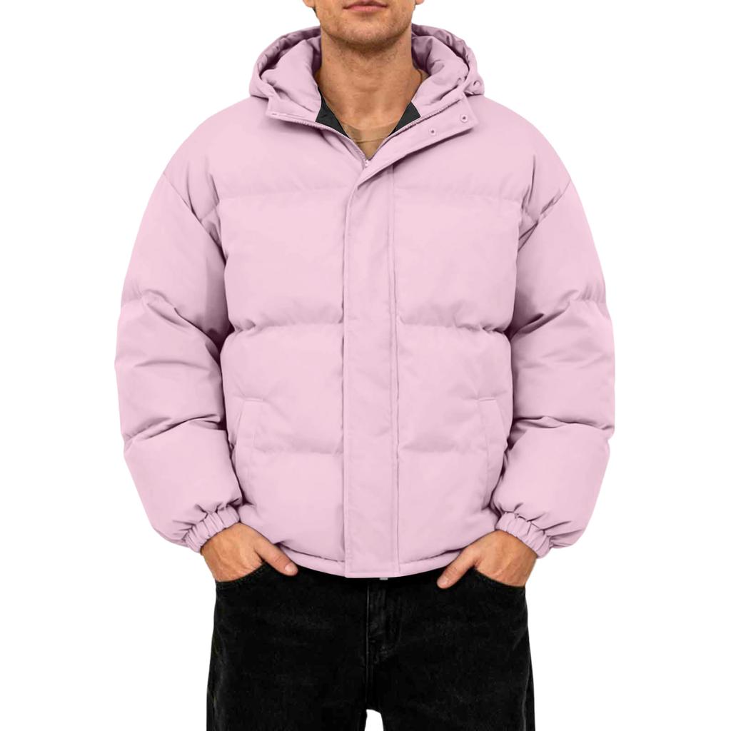 Men's Oversized Casual Down Jacket With Long Sleeves And Hood