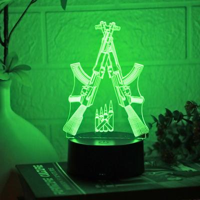 Креативный двухпистолетный сенсорный цветной 3D ночник, украшение комнаты - подарок на день рождения - годовщина выпуска