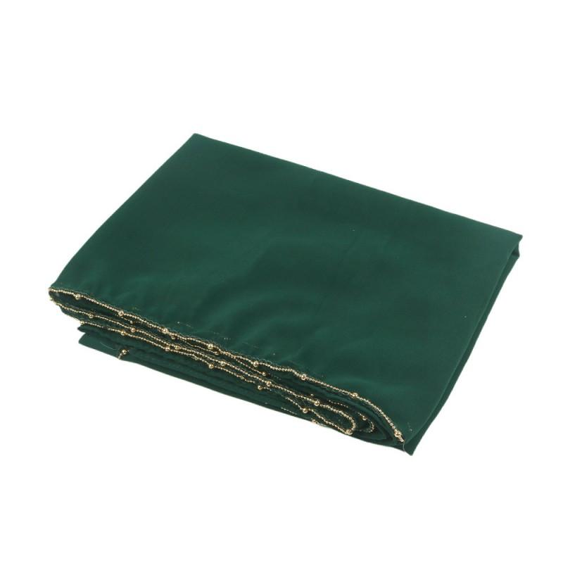 Lightweight Chiffon Scarf With Gold Chain Trim Womens Head Wrap One-Sided Solid Color