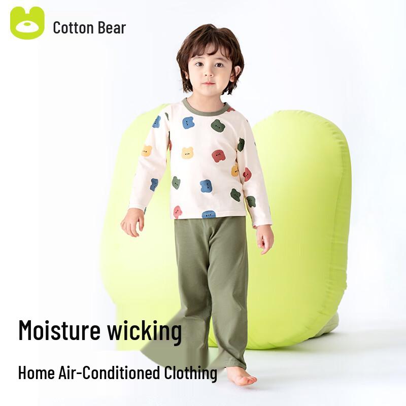Miqi Bear Мальчиковый тонкий хлопковый домашний комплект пижамы
