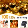 12M 100LED солнечные гирлянды пчелы уличные гирлянды рождественские гирлянды 8 режимов водонепроницаемый патио сад вечеринка рождественский декор
