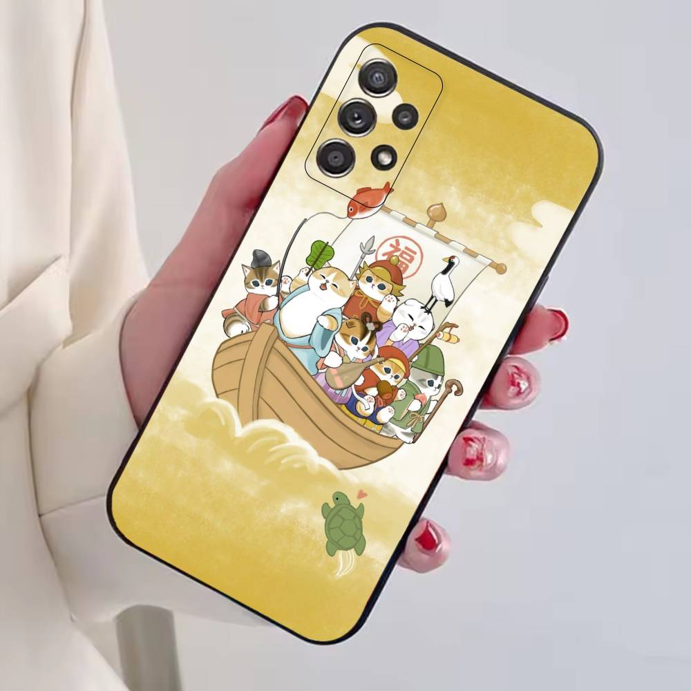 M-Mofusand Кот Милый Мультяшный Чехол Для Телефона Для Samsung S25,S24,S21,S22,S23,S30,Ultra,S20,Plus,Fe,Мягкий Силиконовый Черный Чехол