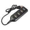 4-портовый разветвитель USB 2.0, высокоскоростной черный мини-концентратор, адаптер для портативных ПК