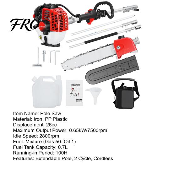 Gas Powered Chainsaw Pole Saw, 26CC Extendable Reach to 9.8FT, 2 Saw Cycle Powerful for Outdoor Tree Trimming Power