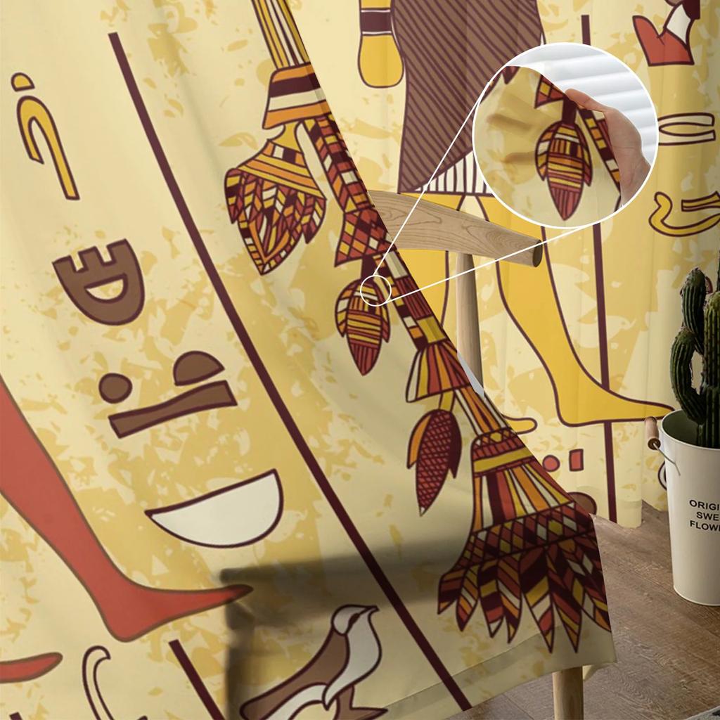 Египетский Фараон Желтая Фреска Древний Тюль Прозрачные Шторы для Декора Гостиной Оконная Штора для Спальни Вуаль Органза Драпировки