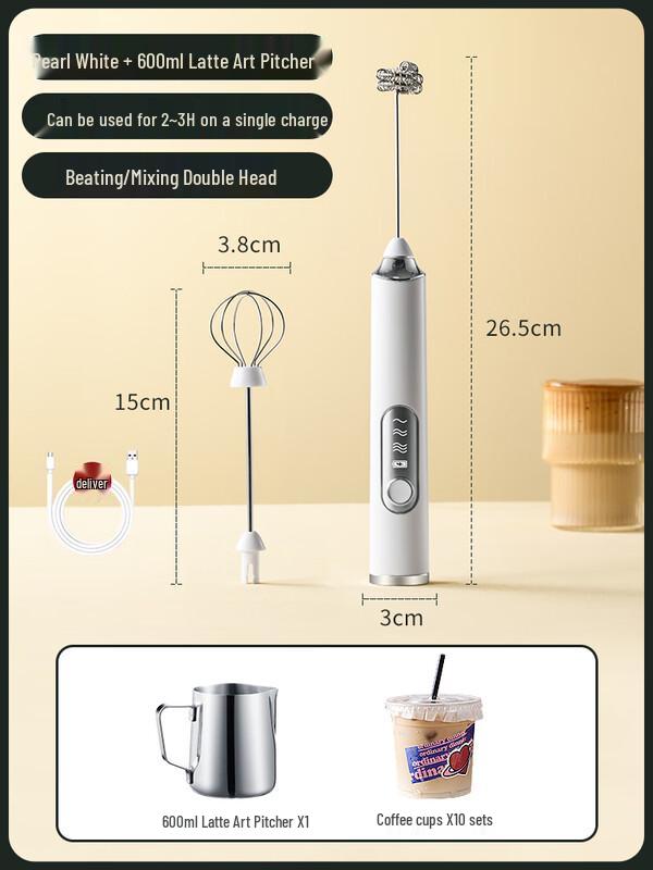 Zhaoran Handheld Cordless Electric Egg Beater and Milk Frother