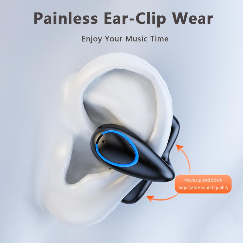 VAORLO Ear-Clip Single Earphone Painless Wear 50 Hours Music Time HiFi Low Lantency Earbud With Microphone Bluetooth 5.3 Headset