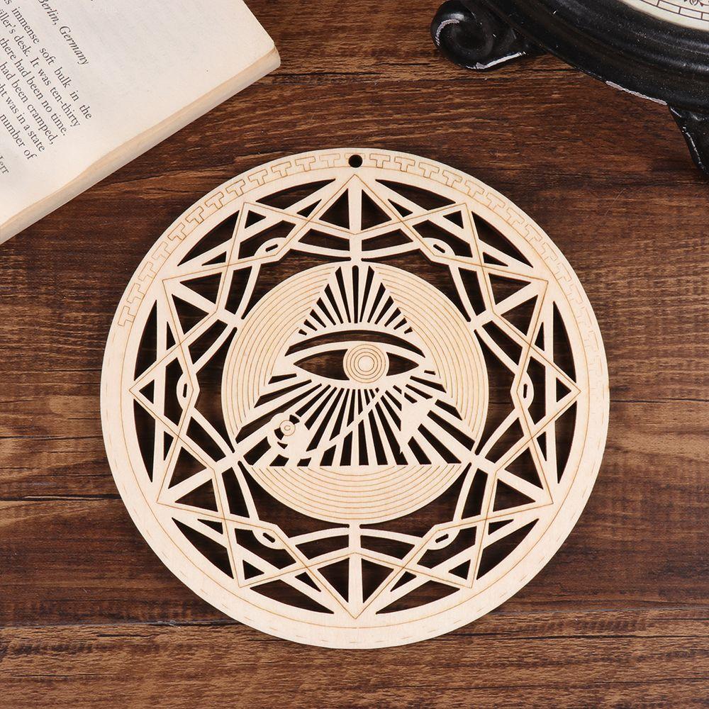 Hot Round Wood Sign Wall Decor Wooden Wall Art Sacred Geometry Hanging Artwork