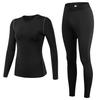Спортивное нижнее белье Sillictor, комплект женский: футболка с длинным рукавом и длинные компрессионные леггинсы, черные, для тренировок, дышащий, быстросохнущий, антибактериальный