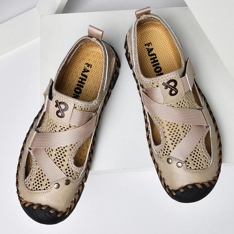 Новые летние мужские сандалии, уличные кожаные сандалии, классические мужские кожаные сандалии, легкие мужские сандалии ручной работы