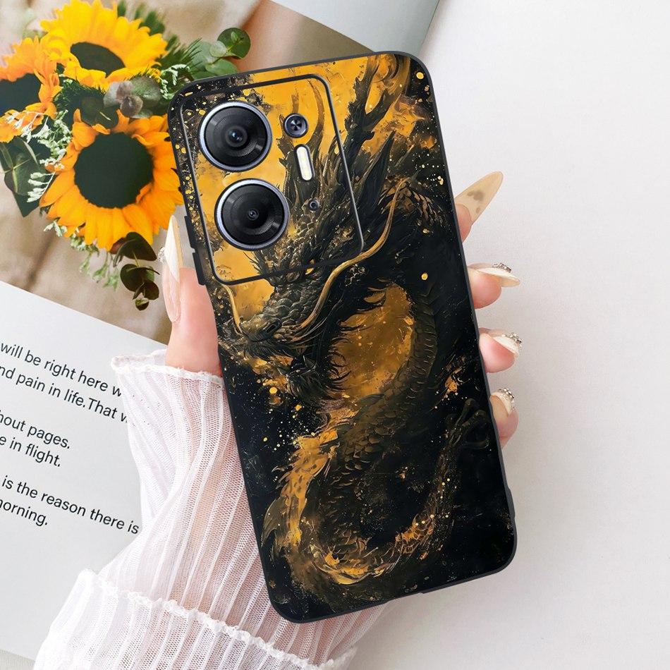 Для Infinix Hot 30 5G X6832 Чехол для телефона с рисунком Крутой Дракон Тигр Для Infinix Hot30 5G Черный Силиконовый Мягкий Чехол