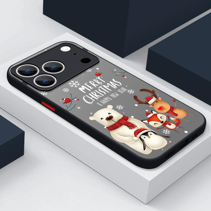 Мультяшный Чехол для Телефона Рождественская Елка Дед Мороз для iPhone 17 Pro Max Funda iPhone 16 Pro Max 13 15 14 Air 16e Матовый ТПУ Чехол Подарок