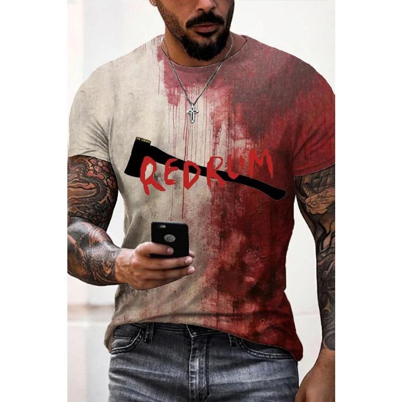 Футболка с 3D-принтом и рисунком пятна крови для мужчин, модная дышащая футболка с коротким рукавом и круглым вырезом, трендовая мужская одежда в стиле ретро, мужская футболка