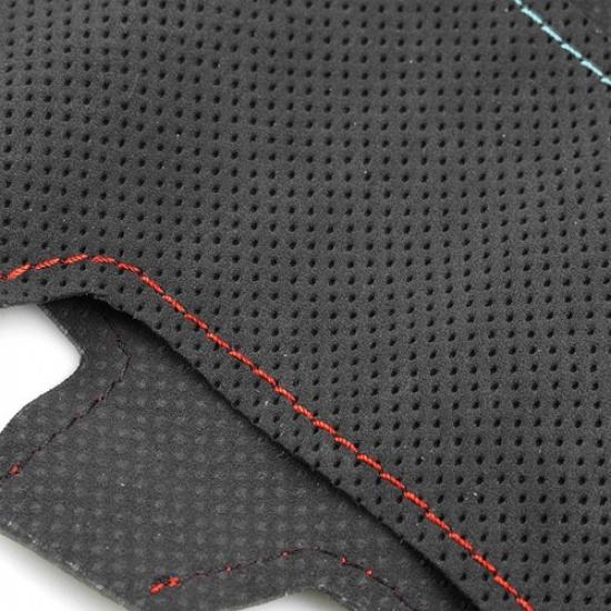 Suede Red-Blue Line Steering Wheel Leather Cover Trim For BMW X3 E83 2003-2010