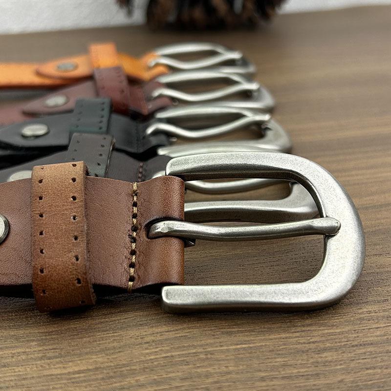 Женский кожаный ремень с полым ретро-дизайном, повседневный джинсовый ремень из первого слоя с пряжкой-булавкой, новинка осени и зимы 2024