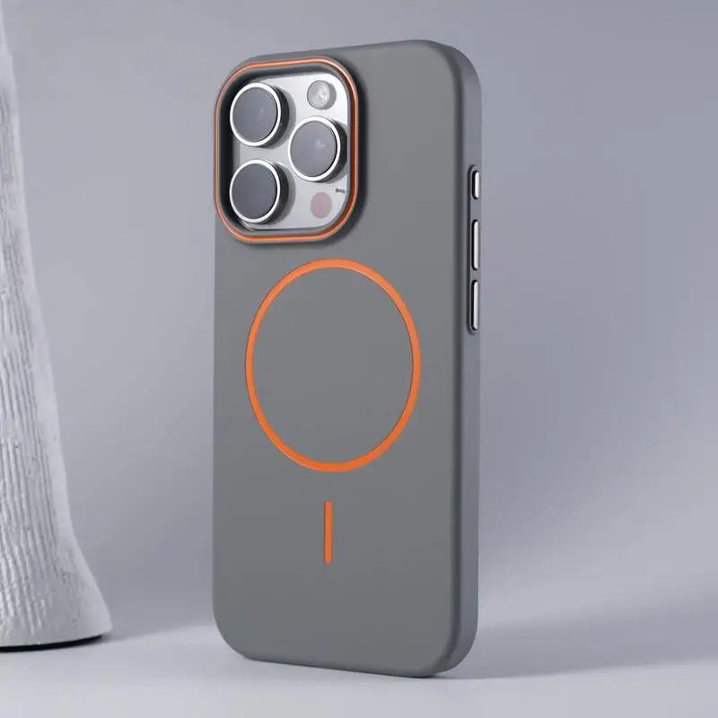 Ультратонкий простой чехол для Magsafe для iphone 17 Air 16 Pro Max 15 14 13 12 Матовый чехол с цветными вставками для защиты объектива Беспроводная зарядка Жесткий ПК-чехол