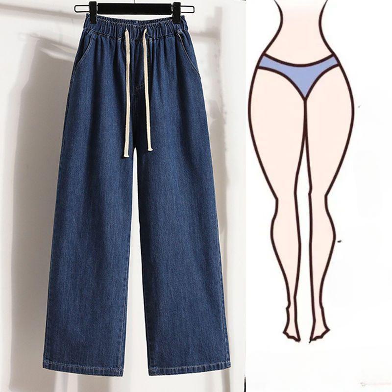 Новые джинсы больших размеров, летние женские, базовые, эластичные, широкие, свободные, повседневные, женские, синие брюки