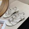 Silver Rhinestone Sandals Women's New Summer Wear with Skirt High Heels Thick Heel Sandals