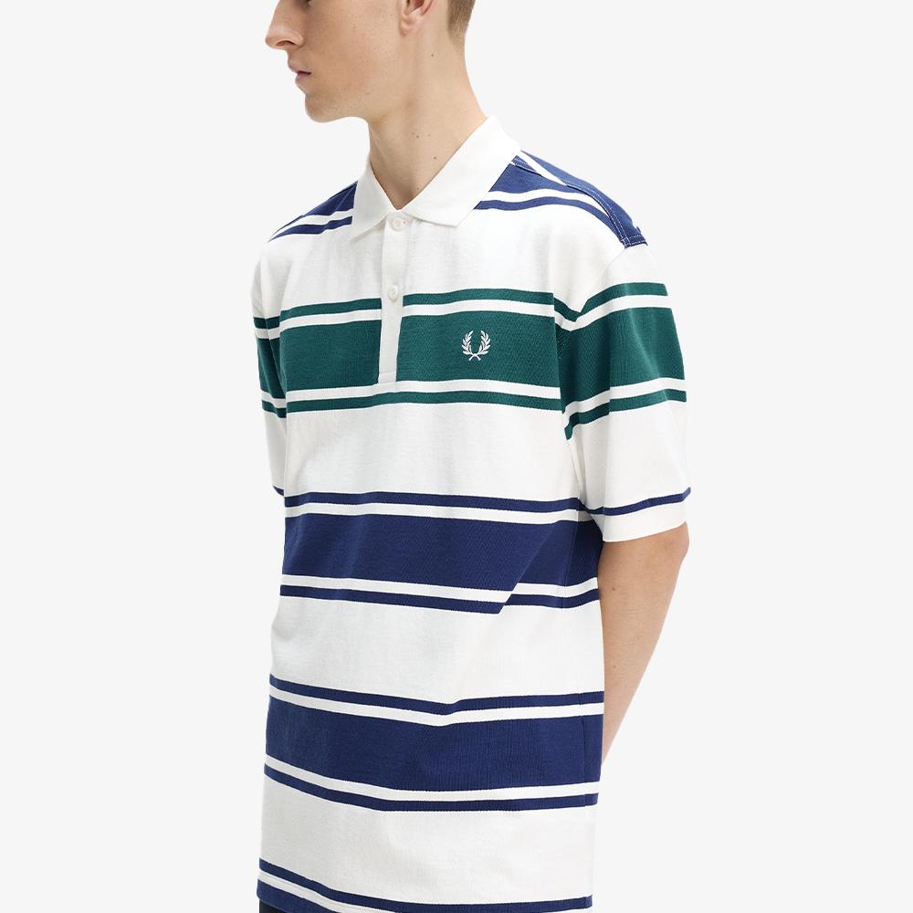 Fred Perry [Спорт] Свободная полосатая рубашка-поло - Снежно-белый Afpm2612466-129