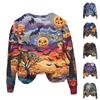 Ladies Fashion Casual Long Sleeve Halloween Printed Round Neck Hoodie Top