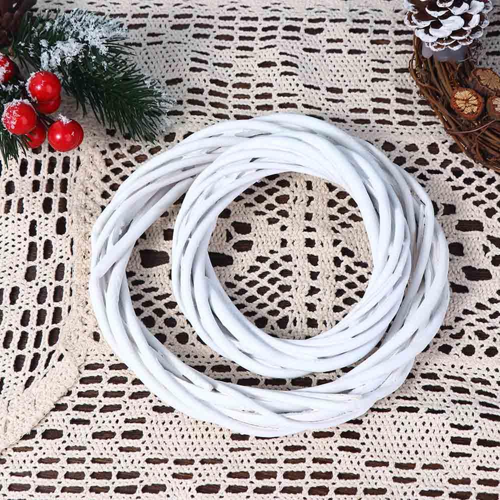 Xmas Ornament Blank Natural Hanging Christmas Decoration Rattan Ring Wicker Wreath White Garland