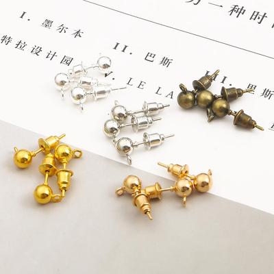 10/50 шт. металлические фурнитура для сережек-гвоздиков, основные стопоры для игл для серег, аксессуары «сделай сам»