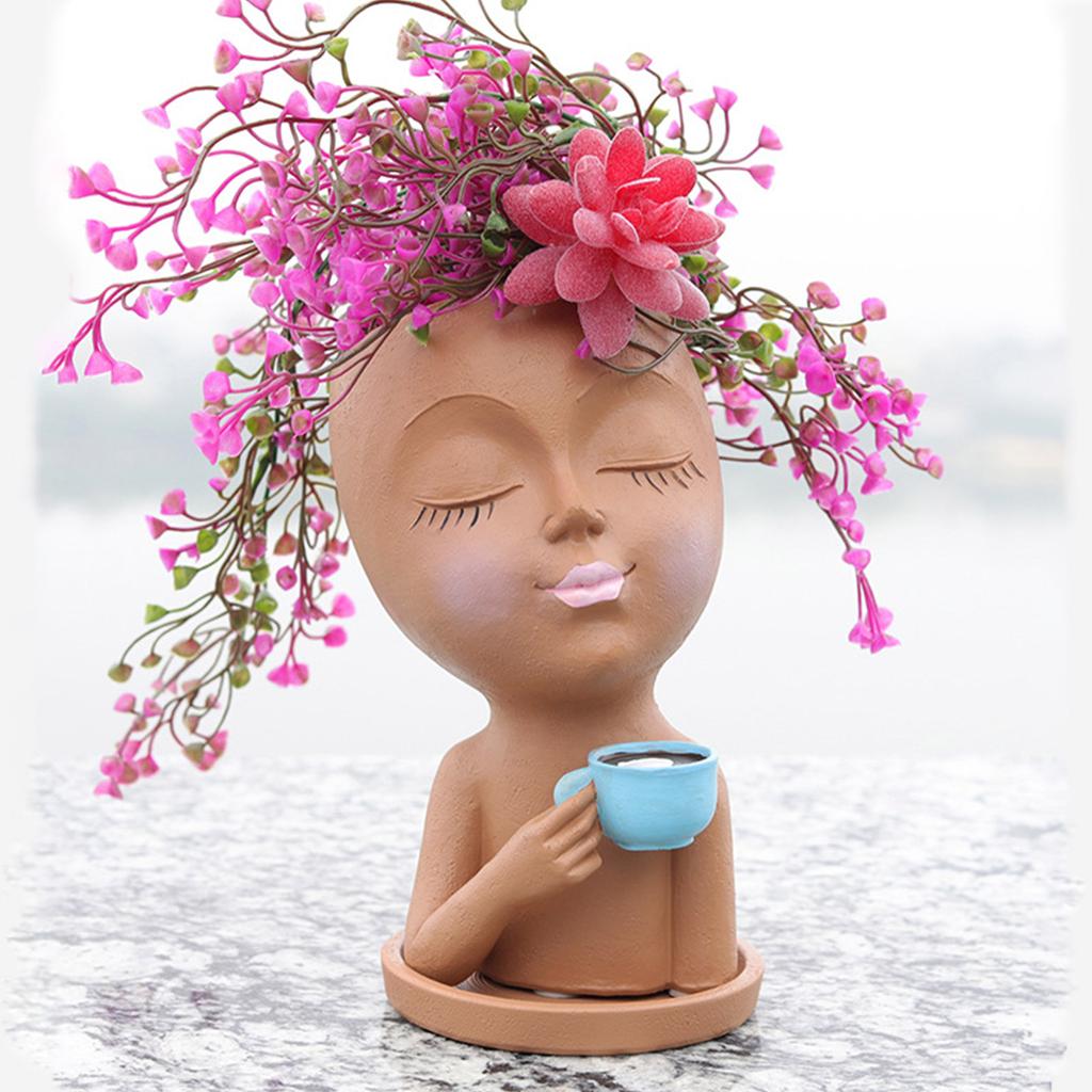 Статуя девушки кофе, ваза для цветов, современная декоративная маленькая ваза, полимерный цветочный горшок в скандинавском стиле для украшения дома, гостиной